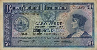 Cape Verde 50 Escudos, 1945 image