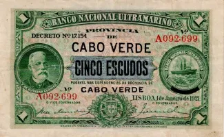 Cape Verde 5 Escudos, 1921 image