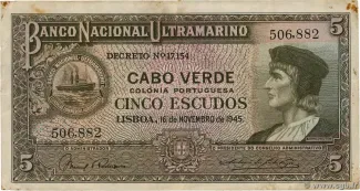 Cape Verde 5 Escudos, 1945 image