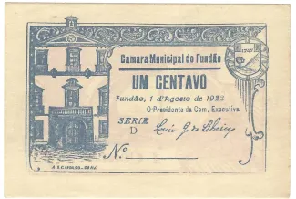 Castelo Branco, District of 1 Centavo, 1922 obverse
