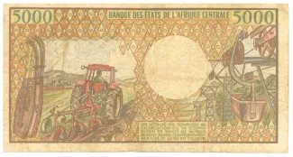 Central African Republic 5.000 Francs, 1984-1991 reverse