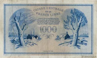Central African States 1.000 Francs, 1941 reverse