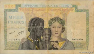 Central African States 1.000 Francs, 1943 image