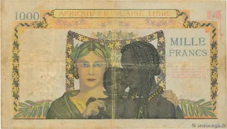 Central African States 1.000 Francs, 1942-1943 reverse