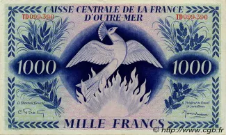 Central African States 1.000 Francs, 1944 image