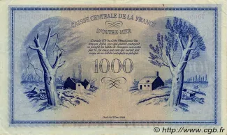 Central African States 1.000 Francs, 1944 reverse
