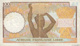 Central African States 100 Francs, 1941 reverse