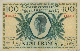Central African States 100 Francs, 1941 image