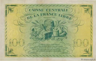 Central African States 100 Francs, 1941 reverse