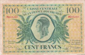 Central African States 100 Francs, 1944 image