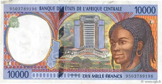 Central African States 10.000 Francs, 1994-2002 obverse