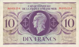 Central African States 10 Francs, 1944 image