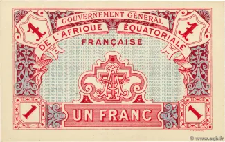 Central African States 1 Franc, 1917 reverse