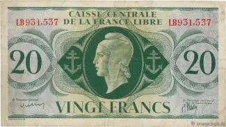 Central African States 20 Francs, 1941 image