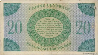 Central African States 20 Francs, 1944 reverse