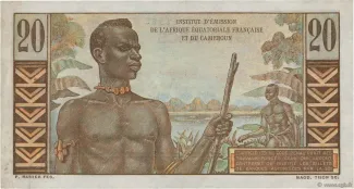 Central African States 20 Francs, 1957 reverse