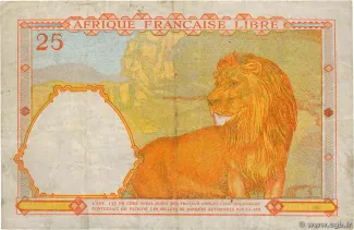 Central African States 25 Francs, 1941 reverse