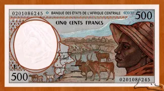 Central African States 500 Francs, 1993-2002 obverse