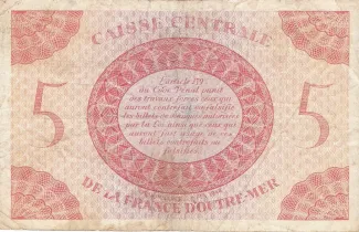 Central African States 5 Francs, 1944 reverse