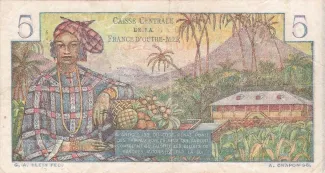 Central African States 5 Francs, 1947 reverse