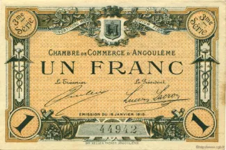 French notgeld 1 Franc, 1915 image