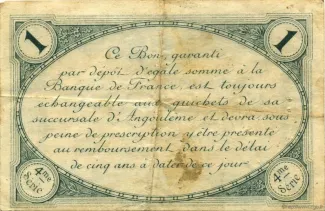 French notgeld 1 Franc, 1915 reverse