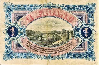 French notgeld 1 Franc, 1916 reverse