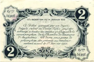 French notgeld 2 Francs, 1920 reverse