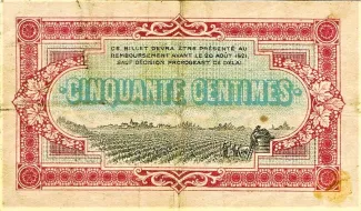 French notgeld 50 Centimes, 1916 reverse