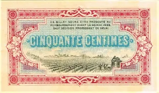 French notgeld 50 Centimes, 1920 reverse