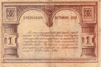 French notgeld 1 Franc, 1915 reverse