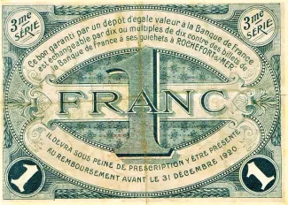 Charente-Maritime, Department of 1 Franc, 1915 reverse