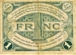 Charente-Maritime, Department of 1 Franc, 1920 reverse
