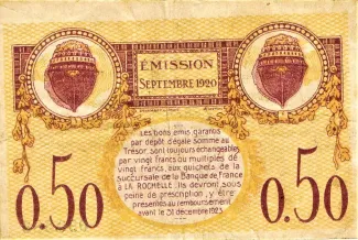 French notgeld 50 Centimes, 1920 reverse