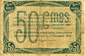 Charente-Maritime, Department of 50 Centimes, 1920 reverse