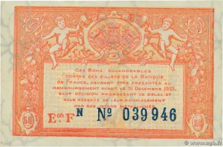 French notgeld 50 Centimes, 1922 reverse