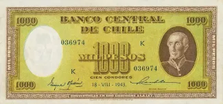 Chile 1.000 Pesos, 1943 image