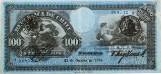 Chile 100 Pesos, 1924 image