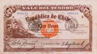 Chile 100 Pesos, 1924 image