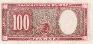 Chile 100 Pesos, 1957-1958 reverse