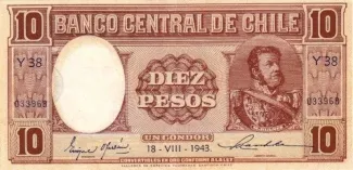 Chile 10 Pesos, 1946 image