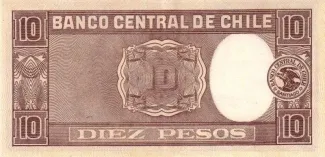 Chile 10 Pesos, 1943-1946 reverse