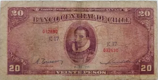 Chile 20 Pesos, 1947 image