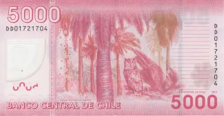 Chile 5.000 Pesos, 2009-2021 reverse