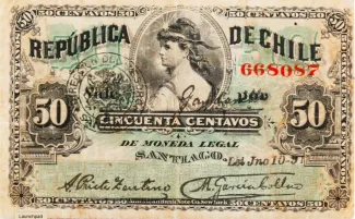 Chile 50 Centavos, 1891 image