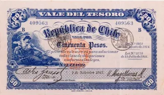 Chile 50 Pesos, 1924 image
