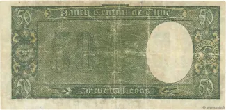 Chile 50 Pesos, 1932-1942 reverse