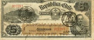 Chile 5 Pesos, 1916 image