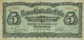 Chile 5 Pesos, 1930 image