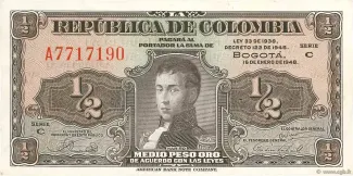 Colombia 0.5 Peso Oro, 1953 image